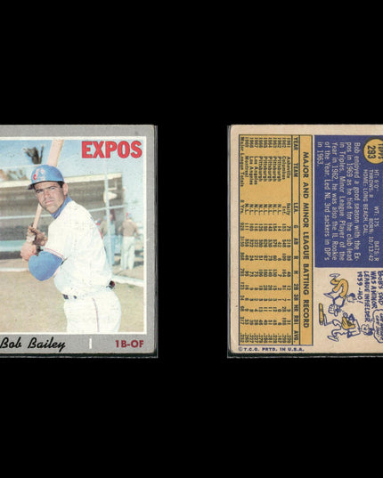 10-Card Lot Vintage 1970 Topps Montreal Expos | MLB Baseball Trading Cards Topps