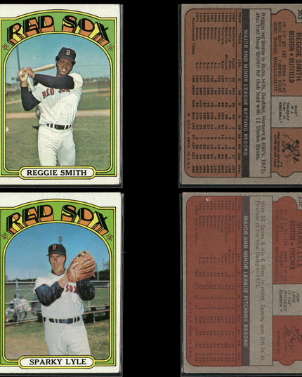 1972 Topps Boston Red Sox Team Lot (30 Cards) Vintage Baseball MLB