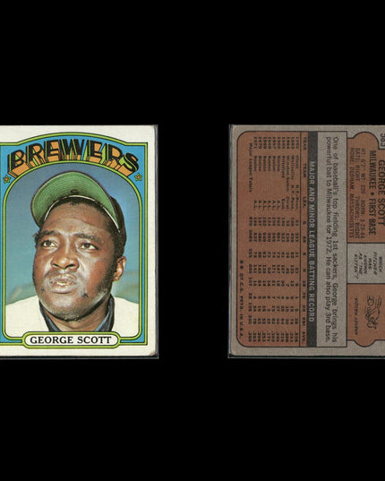 1972 Topps Milwaukee Brewers Team Lot (10 Cards) Vintage Baseball MLB