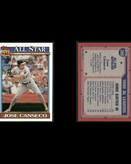 Jose Canseco 15-Card Lot A’s 80s-90s Slugger Collector Cards