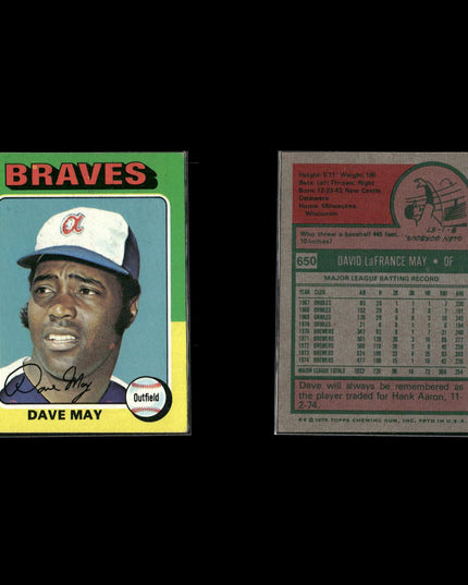 10-Card Lot Vintage 1975 Topps Atlanta Braves | MLB Baseball Trading Cards Topps