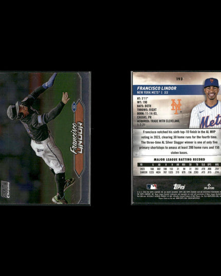 Francisco Lindor 10-Card Lot Mets SS Gold Glove Switch Hitter