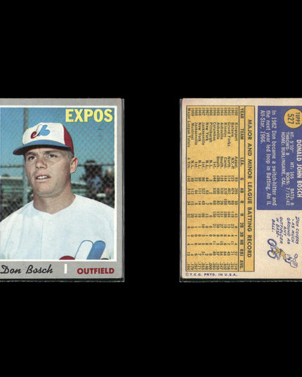 10-Card Lot Vintage 1970 Topps Montreal Expos | MLB Baseball Trading Cards Topps