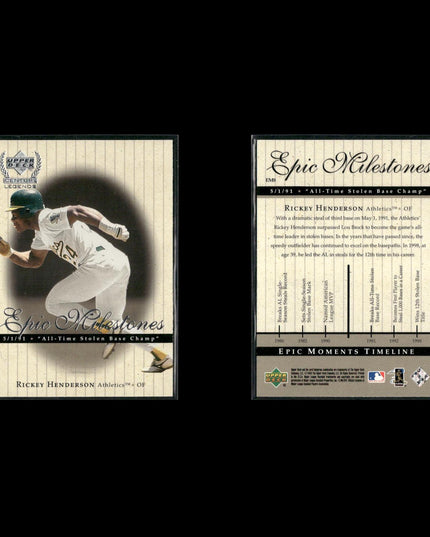 Rickey Henderson 10-Card Lot A’s HOF Speed & Power Star