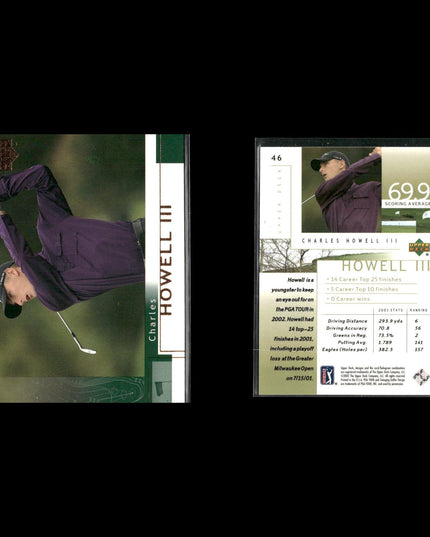 Golf Card Lot (22) Ty Tryon, Sorenstam, Tiger Woods, Howell RCs, Stewart