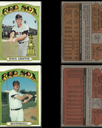 1972 Topps Boston Red Sox Team Lot (30 Cards) Vintage Baseball MLB