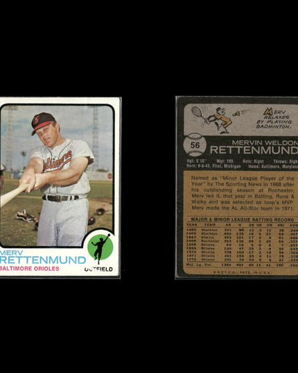 21-Card Lot Vintage 1973 Topps Baltimore Orioles | MLB Baseball Trading Cards