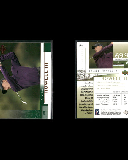 Golf Card Lot (22) Ty Tryon, Sorenstam, Tiger Woods, Howell RCs, Stewart