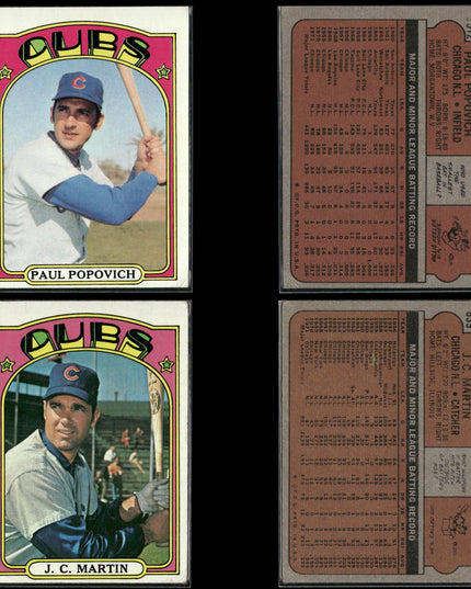 1972 Topps Chicago Cubs Team Lot (33 Cards) Vintage Baseball MLB