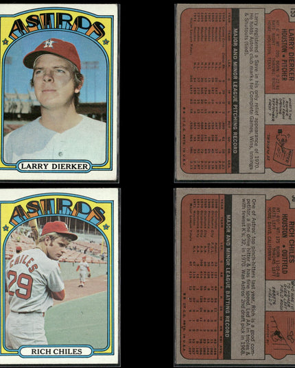 27-Card Lot Vintage 1972 Topps Houston Astros | MLB Baseball Trading Cards