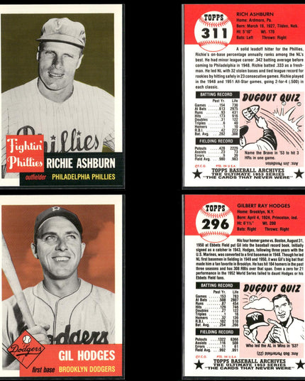 1991 Topps Archives 1953 Reprint Baseball Cards Lot (41) Vintage Style MLB
