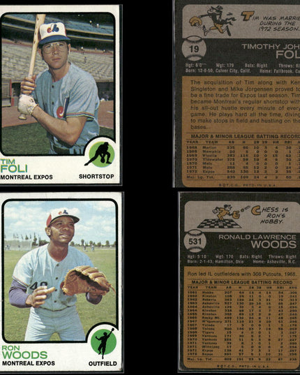35-Card Lot Vintage 1973 Topps Montreal Expos | MLB Baseball Trading Cards