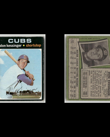 19-Card Lot Vintage 1971 Topps Chicago Cubs | MLB Baseball Trading Cards Vintage