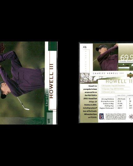 Golf Card Lot (22) Ty Tryon, Sorenstam, Tiger Woods, Howell RCs, Stewart