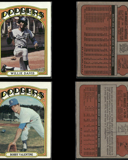 35-Card Lot Vintage 1972 Topps Los Angeles Dodgers | MLB Baseball Trading Cards