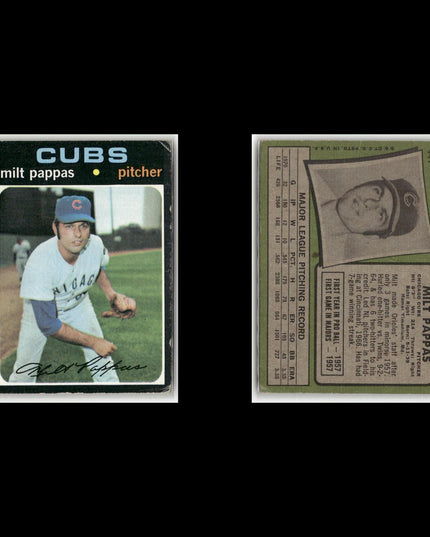 19-Card Lot Vintage 1971 Topps Chicago Cubs | MLB Baseball Trading Cards Vintage