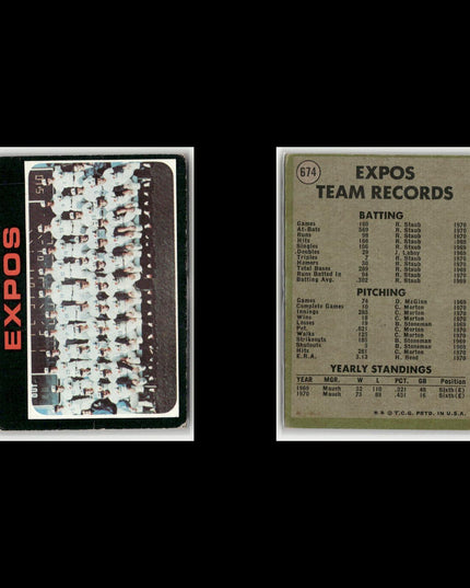 19-Card Lot Vintage 1971 Topps Montreal Expos | MLB Baseball Trading Cards Topps