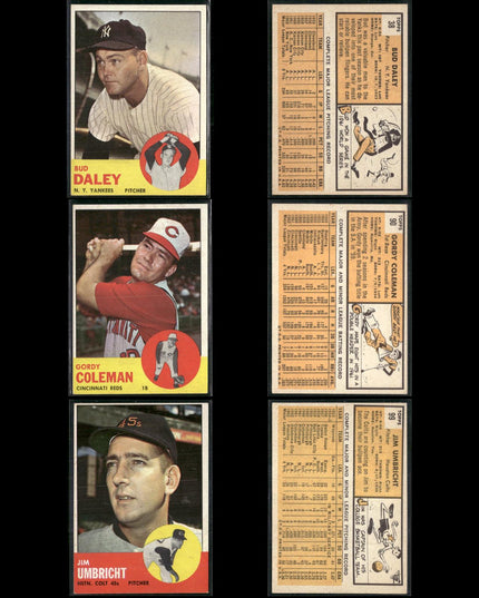 1963 Topps Baseball Card Lot – 61 Vintage Cards – Bulk Collection