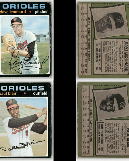 24-Card Lot Vintage 1971 Topps Baltimore Orioles | MLB Baseball Trading Cards