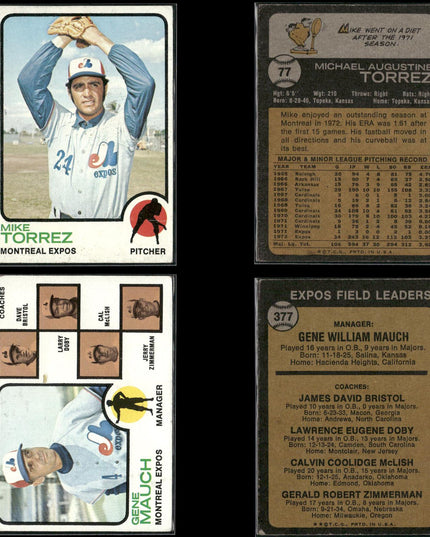 35-Card Lot Vintage 1973 Topps Montreal Expos | MLB Baseball Trading Cards