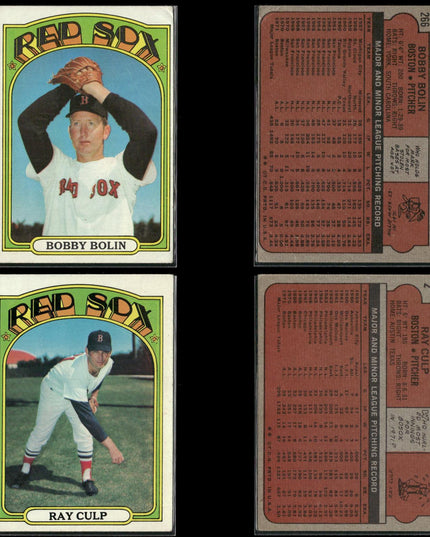 1972 Topps Boston Red Sox Team Lot (30 Cards) Vintage Baseball MLB