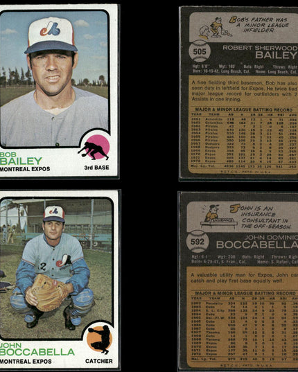 35-Card Lot Vintage 1973 Topps Montreal Expos | MLB Baseball Trading Cards