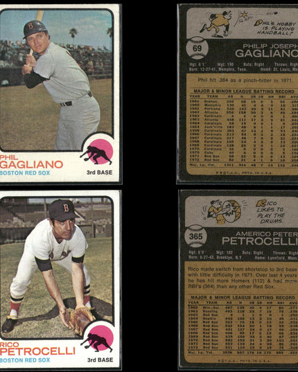 10-Card Lot Vintage 1973 Topps Boston Red Sox | MLB Baseball Trading Cards