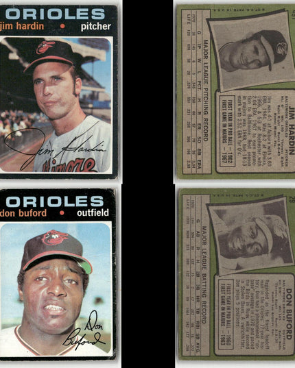 24-Card Lot Vintage 1971 Topps Baltimore Orioles | MLB Baseball Trading Cards