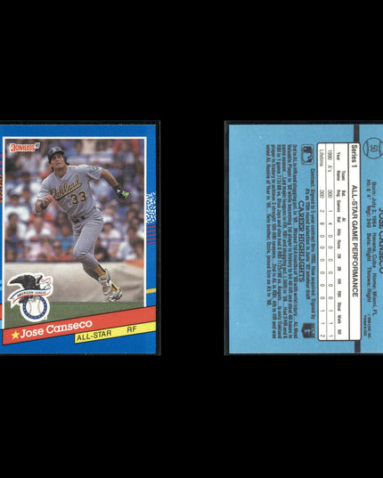 Jose Canseco 15-Card Lot A’s 80s-90s Slugger Collector Cards