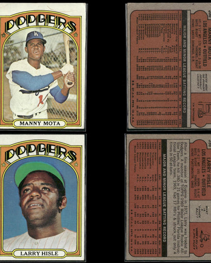 35-Card Lot Vintage 1972 Topps Los Angeles Dodgers | MLB Baseball Trading Cards