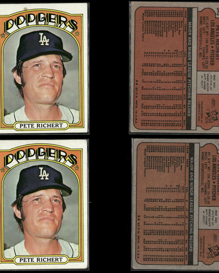 35-Card Lot Vintage 1972 Topps Los Angeles Dodgers | MLB Baseball Trading Cards