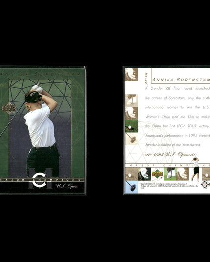 Golf Card Lot (22) Ty Tryon, Sorenstam, Tiger Woods, Howell RCs, Stewart