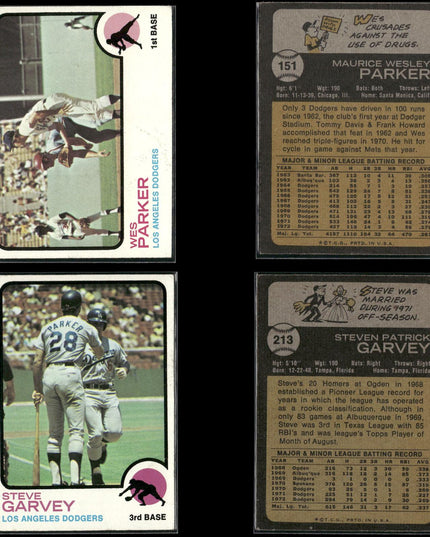 31-Card Lot Vintage 1973 Topps LA Dodgers | MLB Baseball Trading Cards Vintage