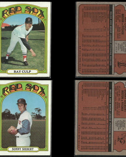 1972 Topps Boston Red Sox Team Lot (30 Cards) Vintage Baseball MLB