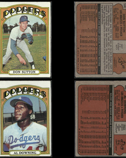 35-Card Lot Vintage 1972 Topps Los Angeles Dodgers | MLB Baseball Trading Cards