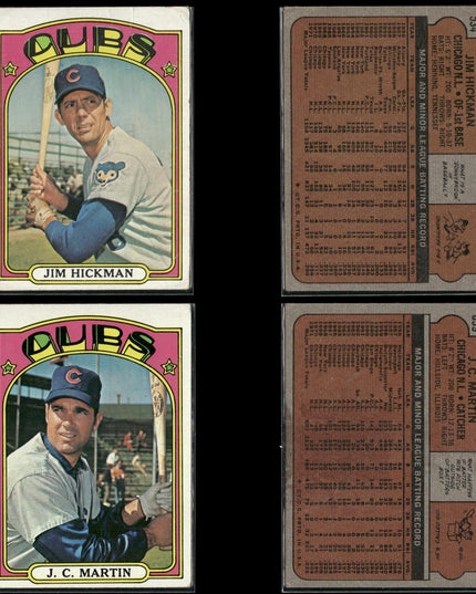 1972 Topps Chicago Cubs Team Lot (33 Cards) Vintage Baseball MLB