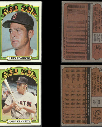 1972 Topps Boston Red Sox Team Lot (30 Cards) Vintage Baseball MLB