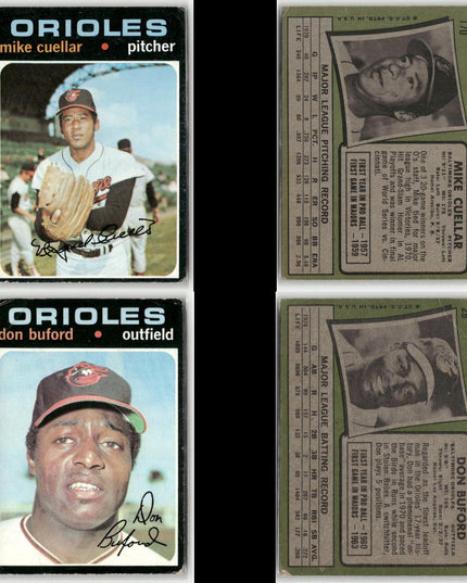 24-Card Lot Vintage 1971 Topps Baltimore Orioles | MLB Baseball Trading Cards