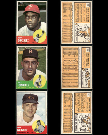 1963 Topps Baseball Card Lot – 61 Vintage Cards – Bulk Collection