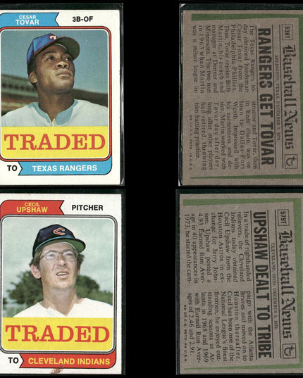 1974 Topps Traded Baseball Card Lot – 46 Cards – Vintage MLB Players