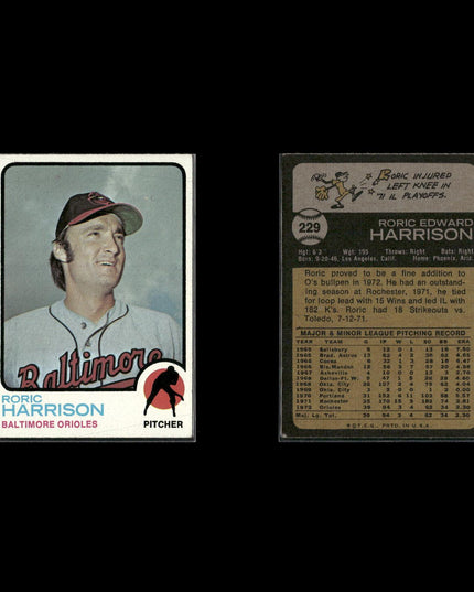 21-Card Lot Vintage 1973 Topps Baltimore Orioles | MLB Baseball Trading Cards