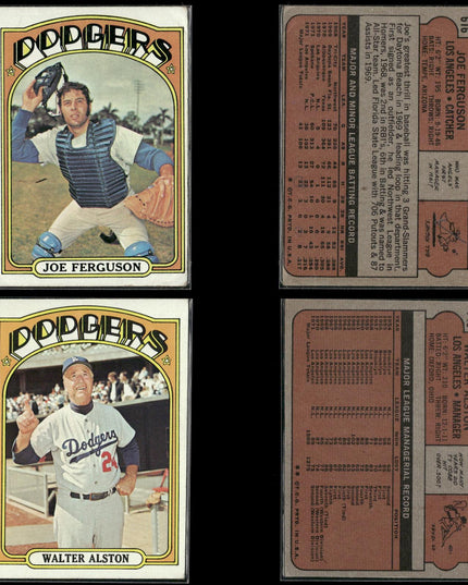 35-Card Lot Vintage 1972 Topps Los Angeles Dodgers | MLB Baseball Trading Cards