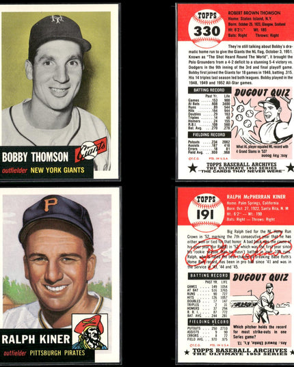 1991 Topps Archives 1953 Reprint Baseball Cards Lot (41) Vintage Style MLB