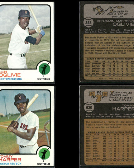 10-Card Lot Vintage 1973 Topps Boston Red Sox | MLB Baseball Trading Cards