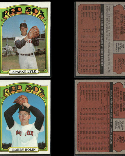 1972 Topps Boston Red Sox Team Lot (30 Cards) Vintage Baseball MLB