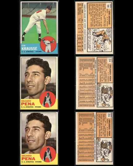 1963 Topps Baseball Card Lot – 61 Vintage Cards – Bulk Collection