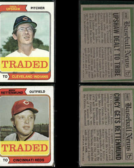 1974 Topps Traded Baseball Card Lot – 46 Cards – Vintage MLB Players