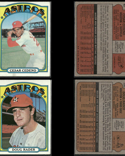 27-Card Lot Vintage 1972 Topps Houston Astros | MLB Baseball Trading Cards