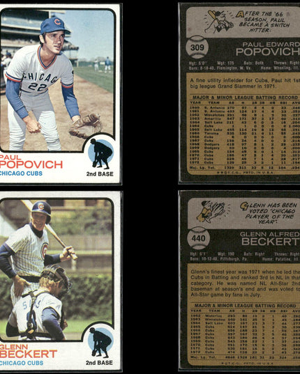 35-Card Lot Vintage 1973 Topps Chicago Cubs | MLB Baseball Trading Cards Topps