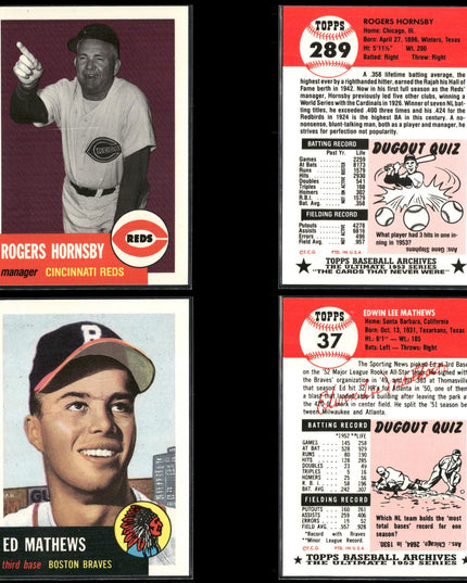 1991 Topps Archives 1953 Reprint Baseball Cards Lot (41) Vintage Style MLB